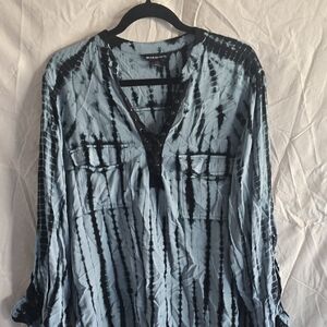 Rock & Republic Black and Blue Tie-Dye Top